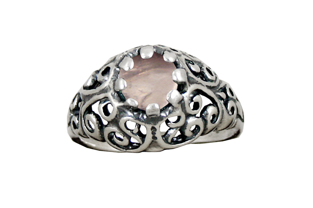 Sterling Silver Filigree Ring With Rose Tourmaline Size 10